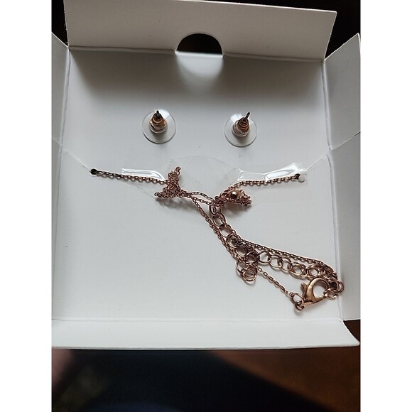 ADRIENNE VITTADINI Necklace Earring Set CZ Rose/gold- Colored NIB - Picture 6 of 13